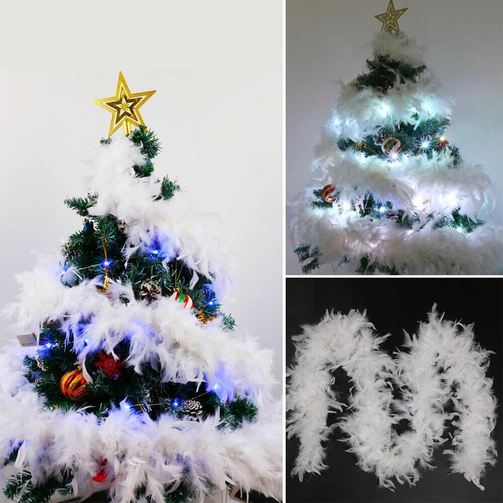 2m Feather Boa Christmas Tree Decoration White Feather Boa Ribbon Feathers Dress Garland Decorative Feathers Wedding Shawl C2W6