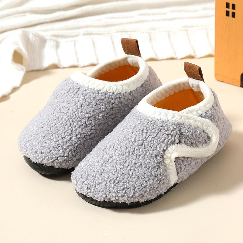 Autumn and Winter Children's Indoor Velvet Floor Socks Shoes Anti Slip Sole Early Education Walking Baby Shoes Home Cotton Shoes Home Cold Proof
