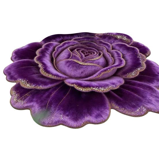 Floral Plush Floor Mat 3D Flower Optical Illusion Rugs Non-Slip Water-Absorbent Bath Mat for Bathroom Bedroom Entrance Vanity Area