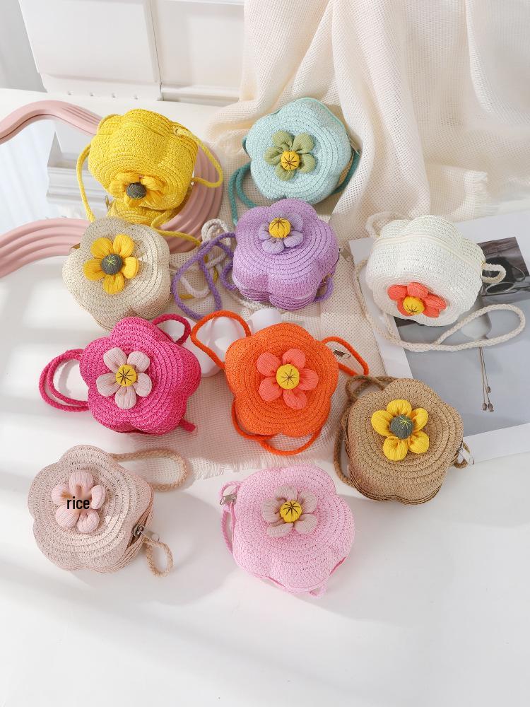 Süße florale Sommer-Strohhut-gewebte Crossbody-Mini-Tasche 2025