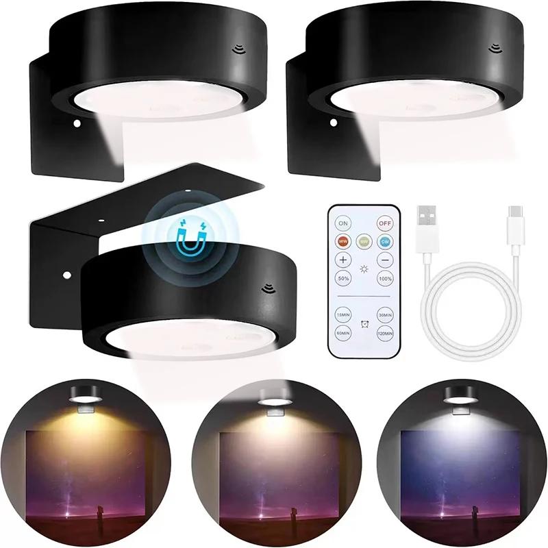 

3 x Magnetic Remote Controlled Board Light, Rechargeable Wireless LED Table Lights, 3 Colours and Timer Function 3Pcs чёрный
