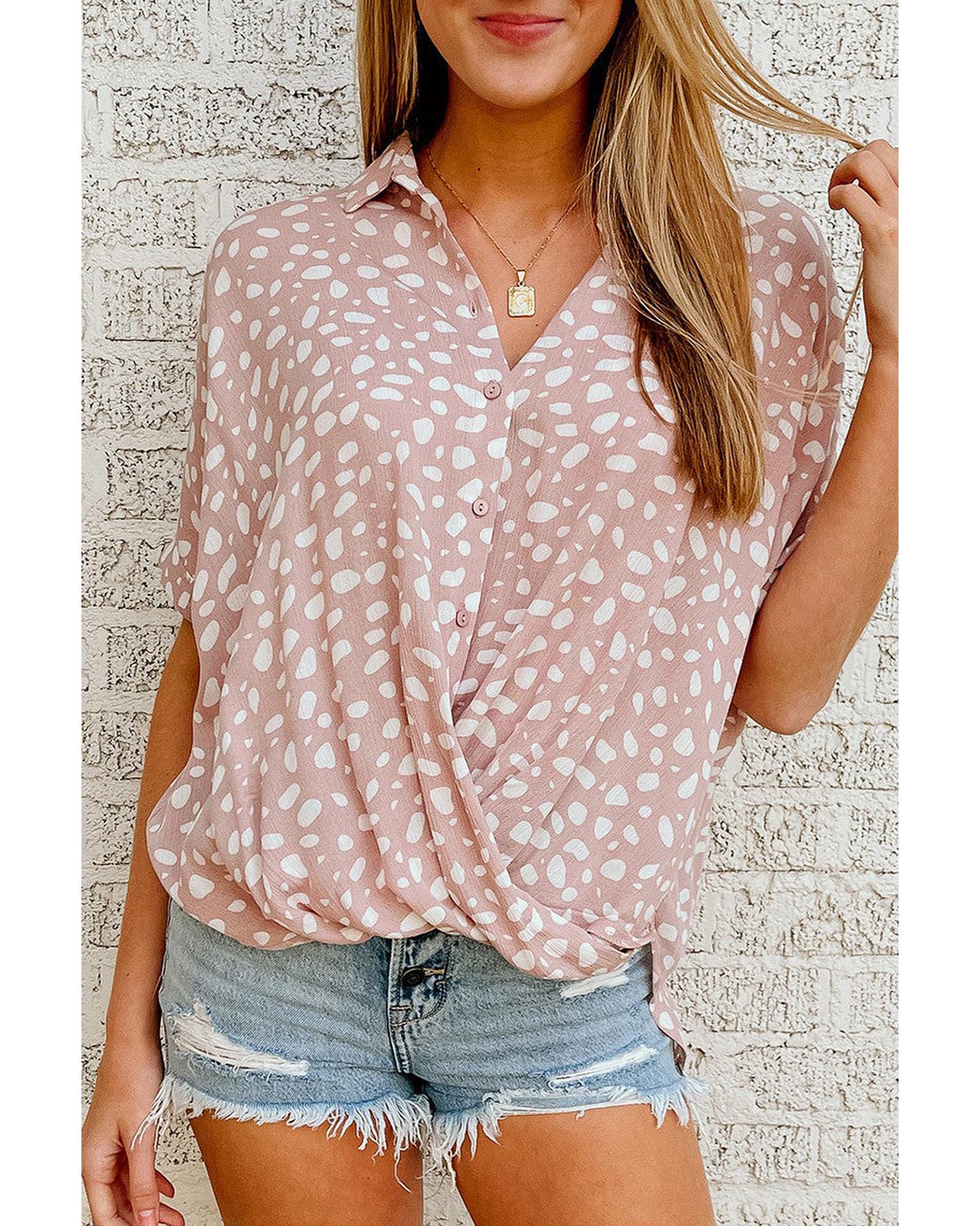 

Azura Exchange Leopard Printed Twist Shirt L рожевий