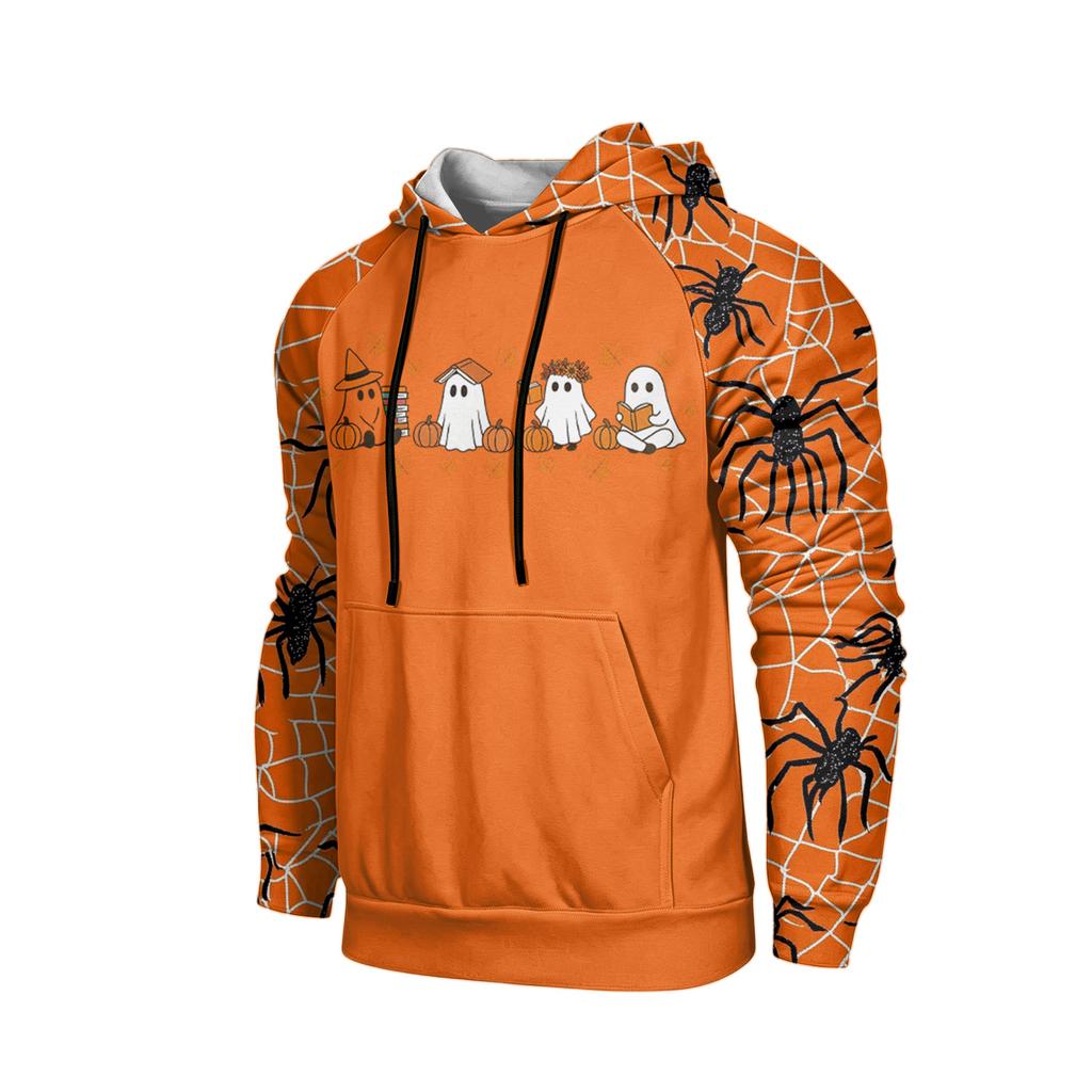 Men's Casual Printed Loose Fit Hoodie with Pocket and Drawstring for Everyday Wear