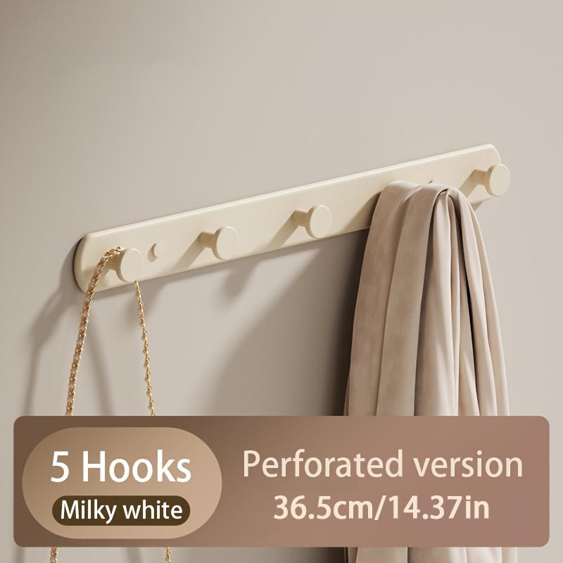 1Pc Wall Mounted Clothes Rack Bedroom Rows Of Back Door Hooks Space Saving No Hole Punching Bathroom