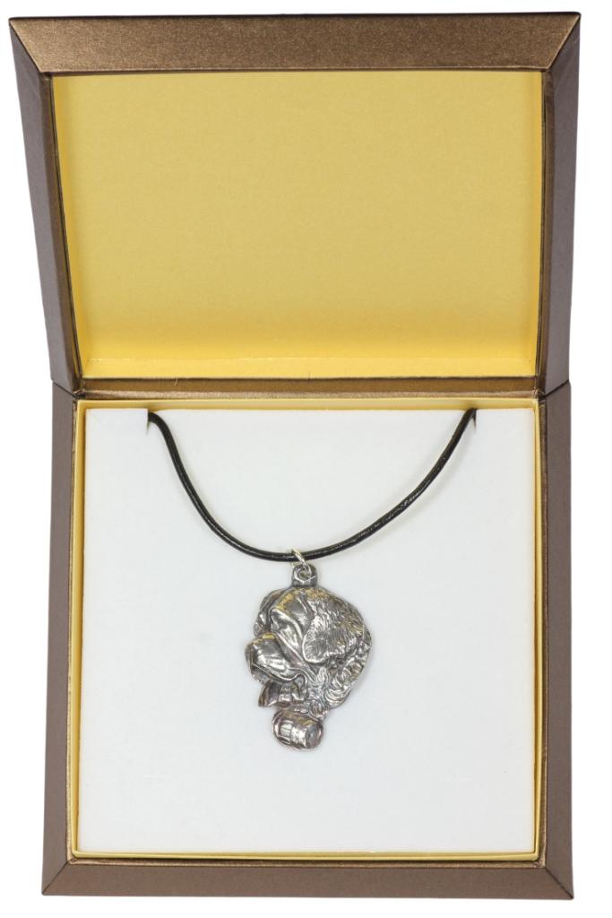 

St. Bernard, Saint Bernard, Alpine Mastiff - Dog necklace in gift box, silver-plated locket for dog fan, striking pendant by Art-Dog brand срібний