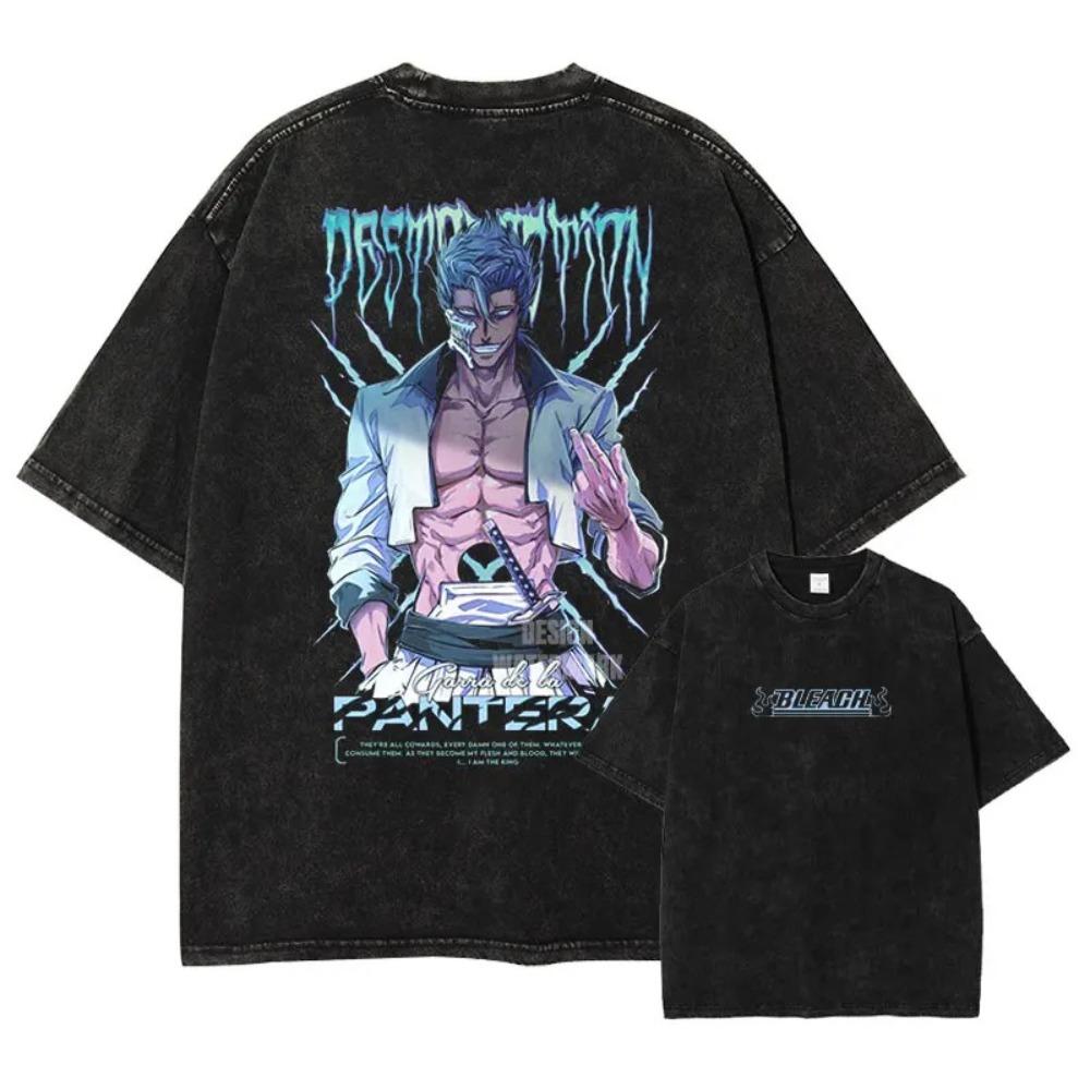 Bleach Kurosaki Ichigo Full Hollow Form Silhouette Vintage Washed Oversized T-Shirt | Unisex Anime Streetwear Tee