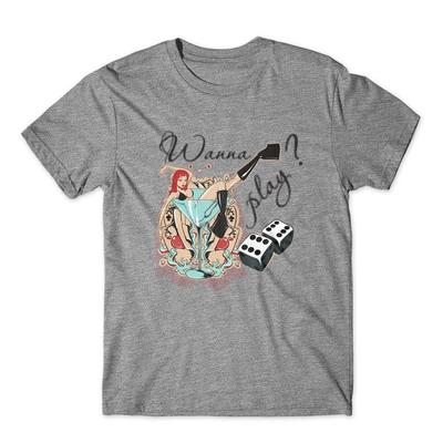 Wanna Play T-Shirt. Würfelspieler Glücksspiel Design 100% Baumwolle Premium T-Shirt Neu