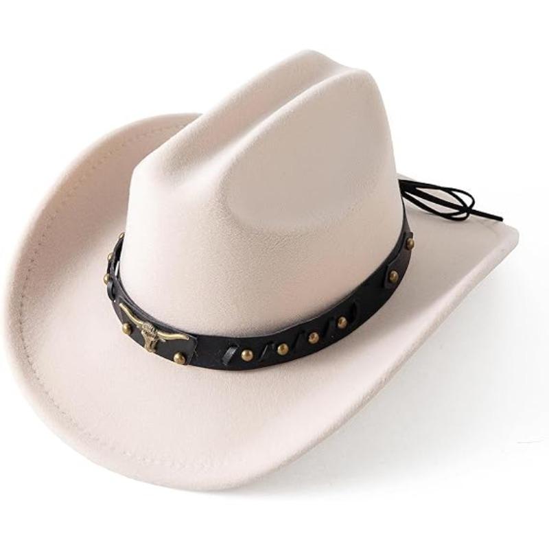 JYL TS DIY Двухполосная ковбойская шляпа Унисекс Логотип быка Западная фетровая шляпа Фетр beige ксанаду