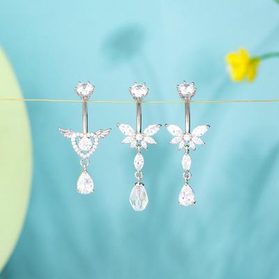 Navel Ring Piercing Heart Angel Wings Pendant Belly Button Rings For Women Body Decoration Jewelry