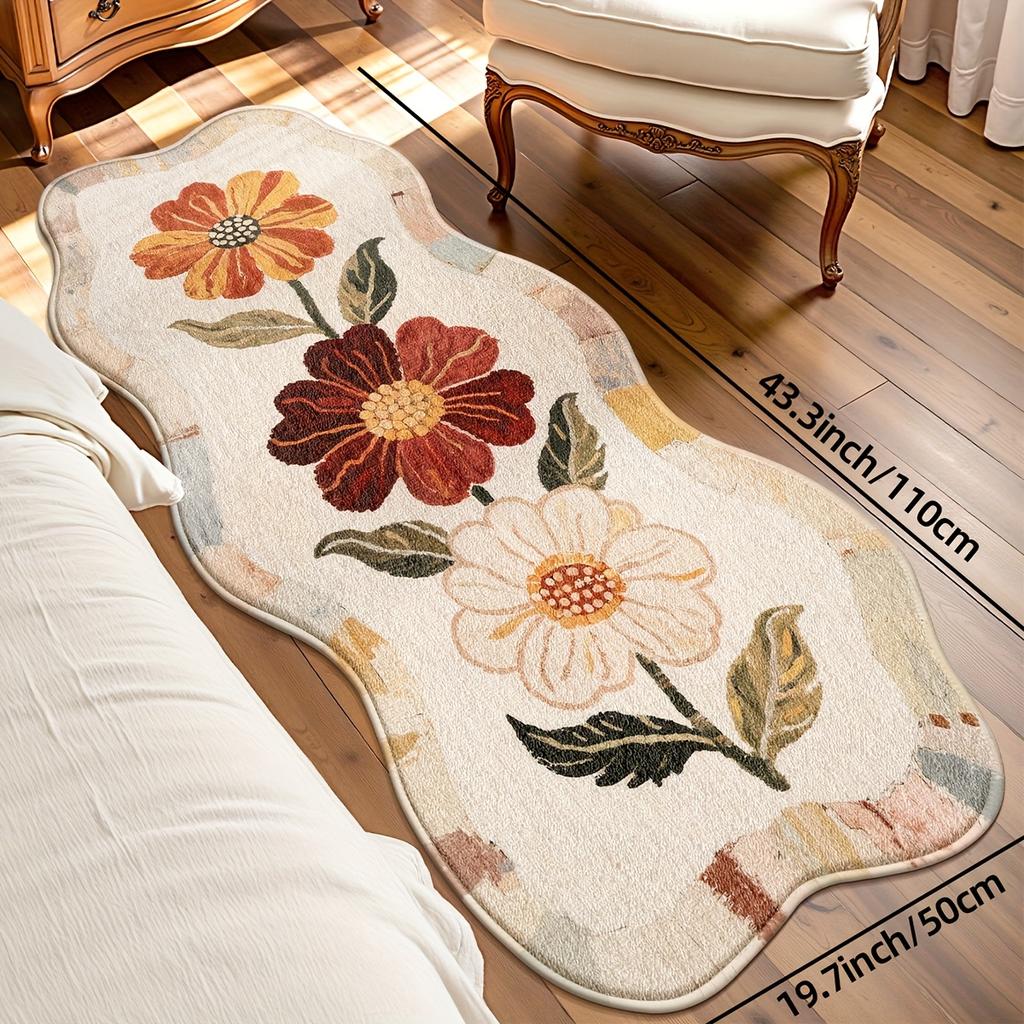 Vintage Flower Carpet Doormat Bedside Blanket Soft Rug For Bedroom Carpet For Living Room Floor Mat Home Dec