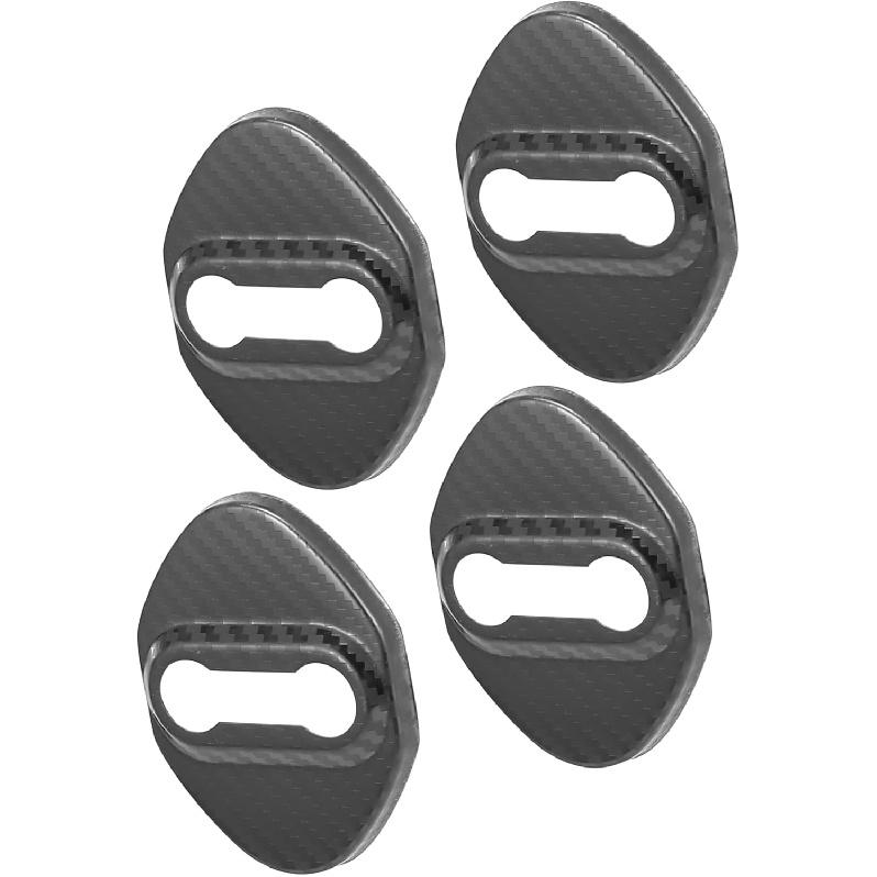 

4pcs Car Door Lock Latches Cover Protector for Toyota Highlander Carola Camry RAV4 Reiz with Adhesive Backing Stainless Steel Door Lock Cover Carbon