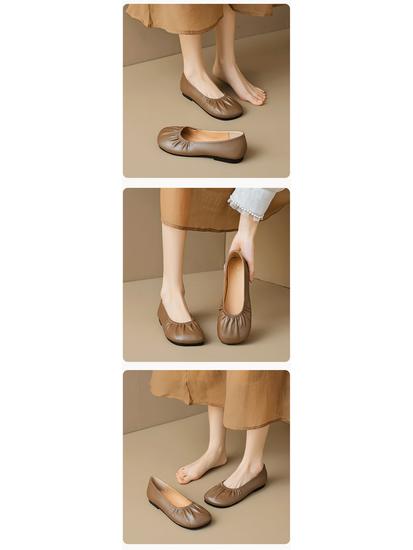 Weiwei Girl Women's Retro Square Toe Slip-On Flats with Soft Sole