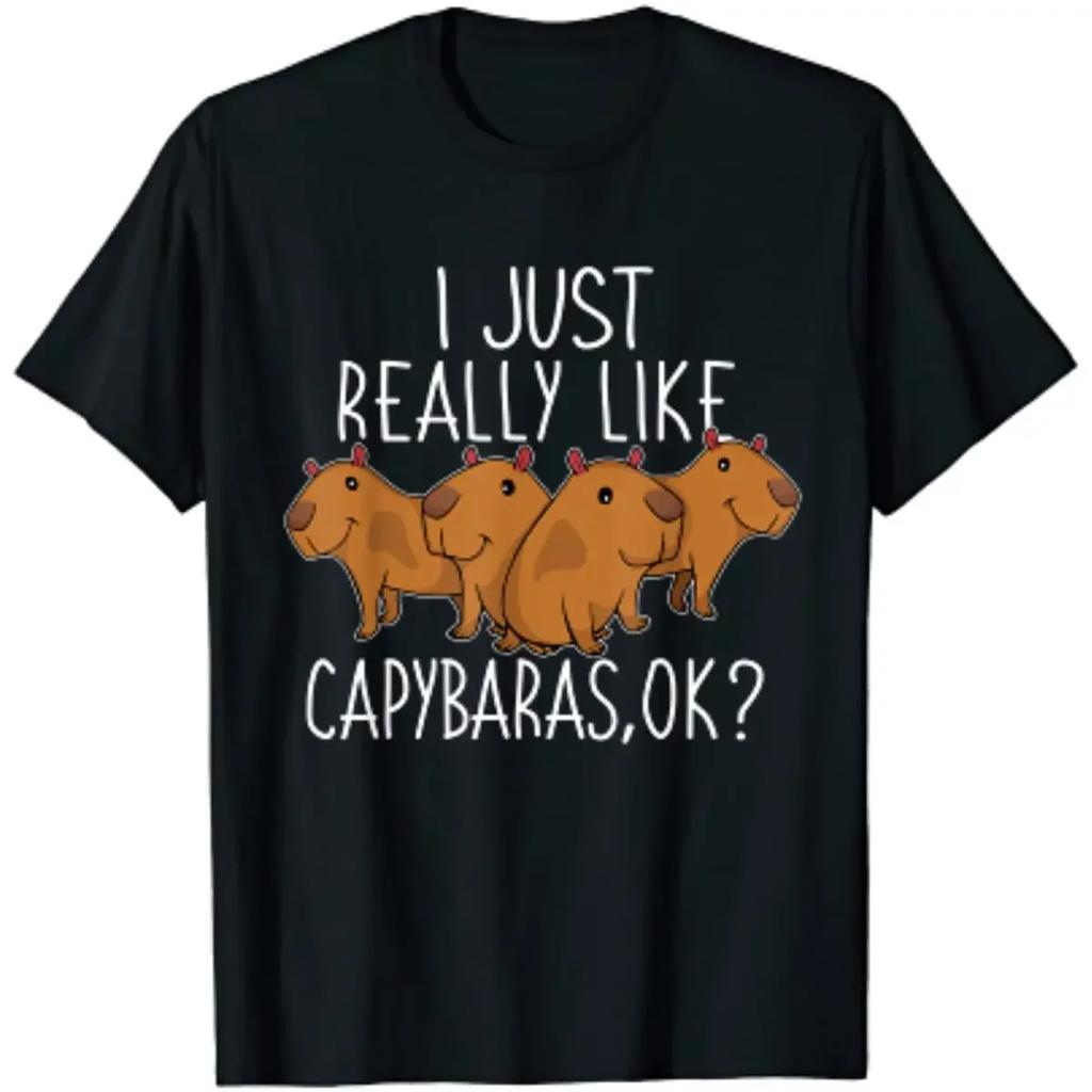 Kapybaraälskare Söt Kapybara T-shirt för Kvinnor Män Djurälskare Herrkläder Vintage T-shirt Grafiska T-shirts Casual Bomull