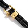 Men's Retro Horseshoe Buckle Leather & Stainless Steel Stackable Bracelet