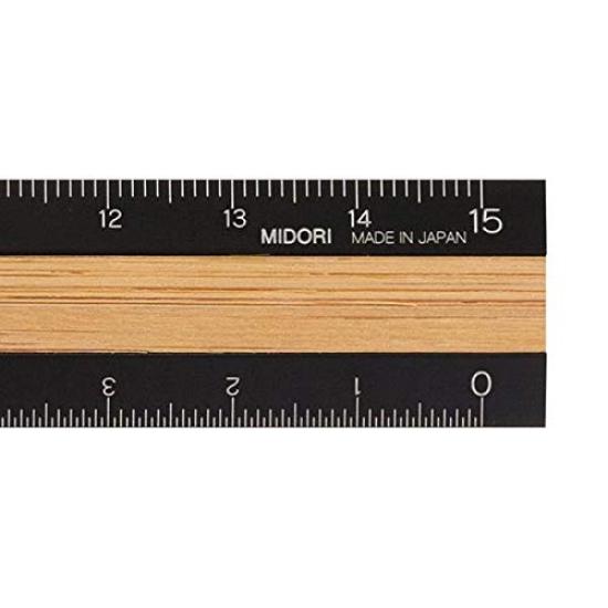 

Midori Ruler Aluminum Wood Ruler 15cm Black 42270006 & (2 pieces)