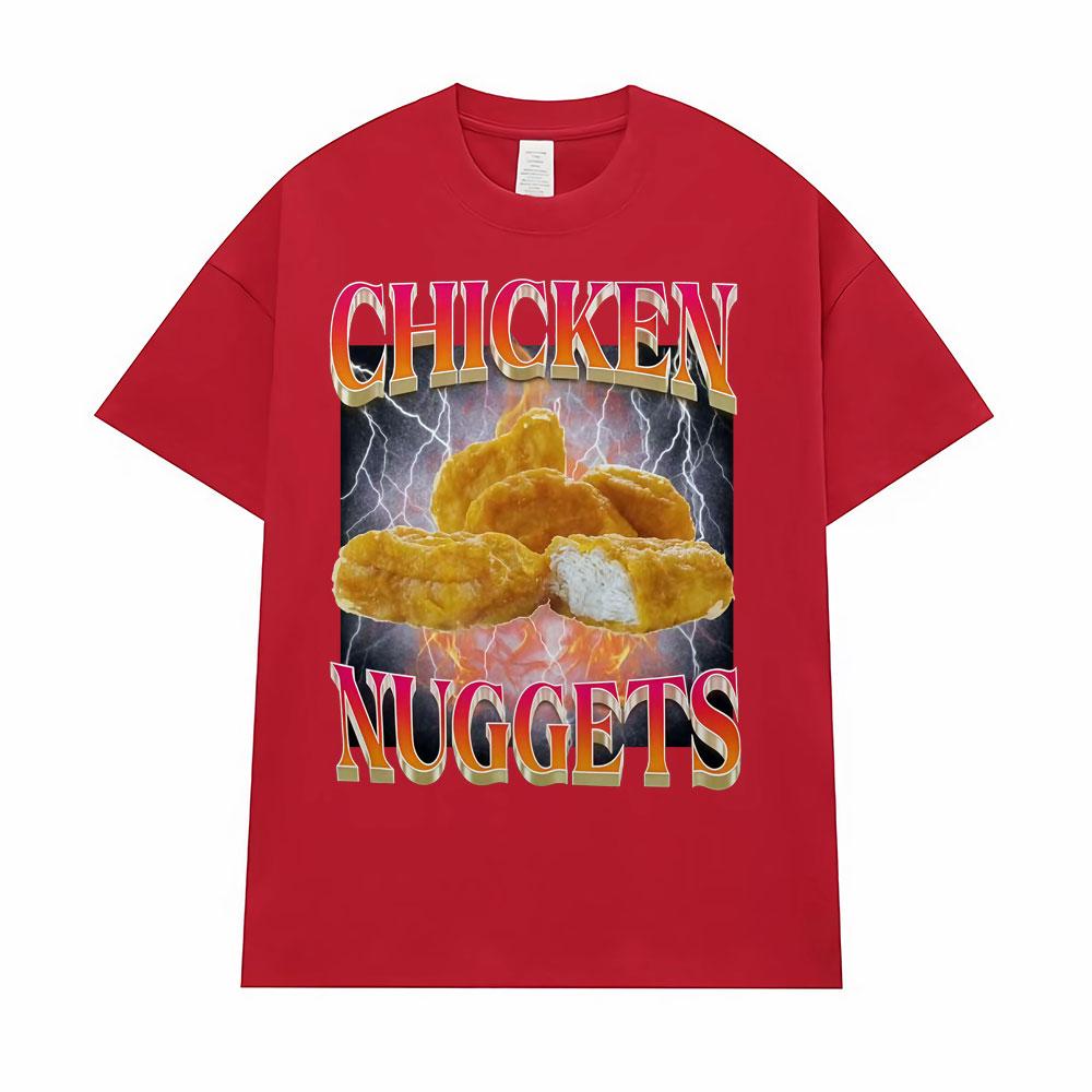 Chicken Nuggets Vintage Style Funny Meme Tshirt Unisex Women Summer Tops ONeck T Shirts Fashion Humor Cotton Short Sleeve T Shirt