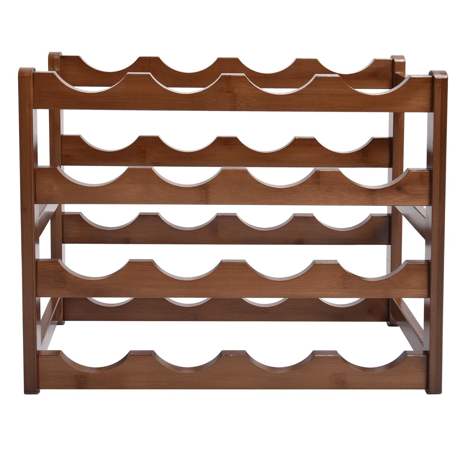 4 Tier Wine Rack Bamboo Storage Rack Wine Bottle Holder Wine Shelf for Home Kitchen bianco