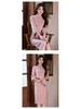 Elegant Powder-Color Qipao - Women's 2025 Autumn Ladylike Daily Wear