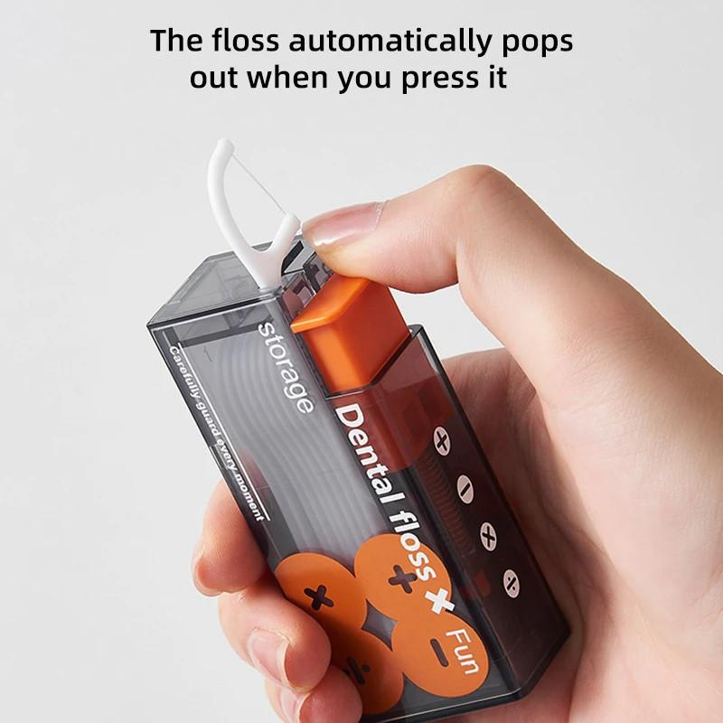 1Pc Oral Dental Tooth Pick Interdental Brush with Portable Case Automatic Dental Floss Dispenser Oral Hygiene Care Floss Pick Teeth Pick