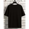 European sizes Boys' Short-Sleeve Hip-Hop Street Style Print T-Shirt with a Black Background, White Text, And Red Stripe Design