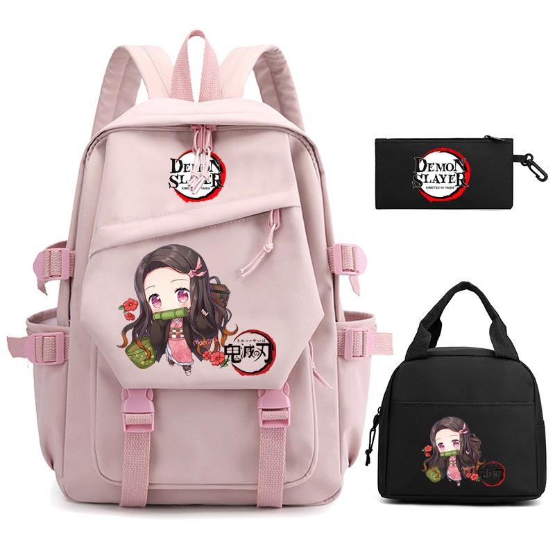 Ghost Extermination Surrounding Animation Schoolbag Trend Primary And Secondary School Students Leisure Backpack College Meal Bag Pencil Bag Set