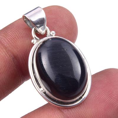 Natural Black Star Stone 925 Solid Sterling Silver Jewelry Pendant 1.25'' f8O29