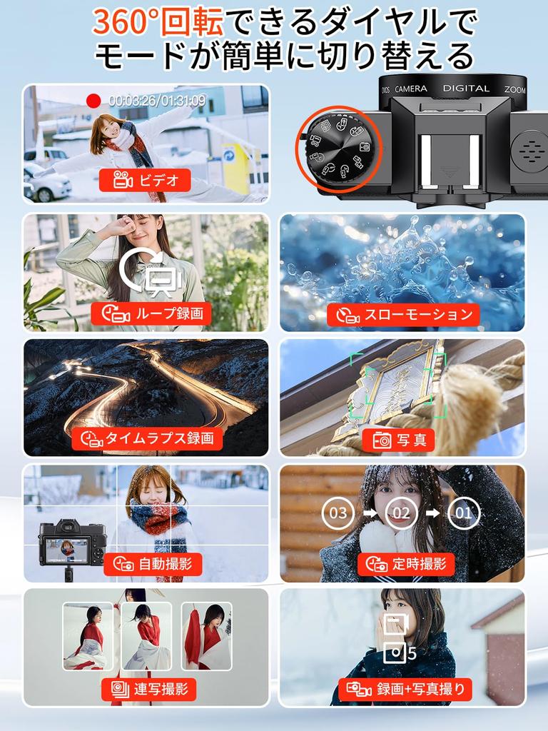 Moledro 4K Digital Camera with Wi-Fi Transfer, 48MP, 180° Rotatable Display, 32GB Micro SD Card, 16x Digital Zoom, Autofocus, HDMI Output, 3-Inch