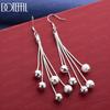 925 Sterling Silver Five-Snake Chain Beaded Earrings Fashion Gift