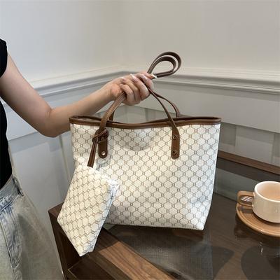 Bolsa feminina de grande capacidade, estilo retrô, nova tendência da moda 2024, bolsa tote xadrez casual de ombro