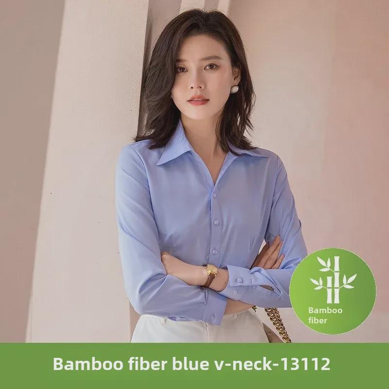 

2022 Женская рубашка из бамбукового волокна, не требующая глажки, с длинным рукавом, в деловом повседневном стиле 36