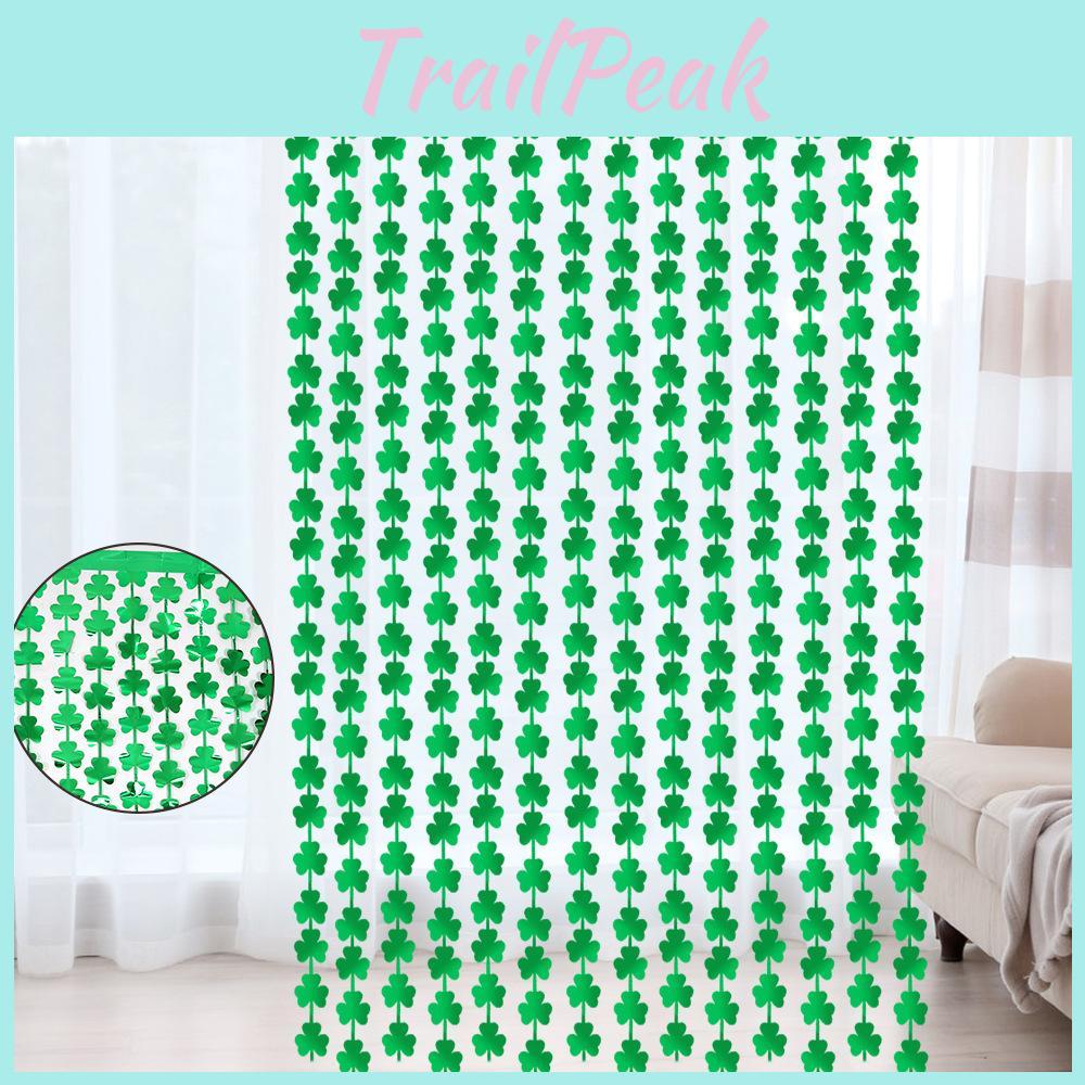 Festive 2m St Patrick's Day Green Shamrock Rain Curtain For Irish Themed Parties