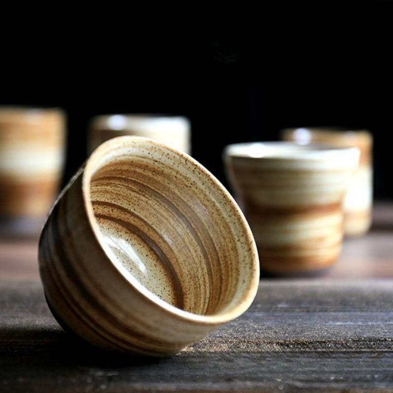 Japanische Raku-Keramik TasseHandbemaltVintageKeramiktasse für Tee/Kaffee 100-200ml NatürlicheTextur 5 Stile Heim HotelRestaurantgebrauch