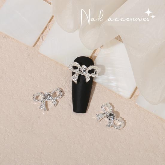 Yousheng 20Pcs Nail Ornaments Creative Shape Rust-proof Alloy Love Heart Nail Ornaments Bow-knot Manicure Jewelry Beauty Supplies