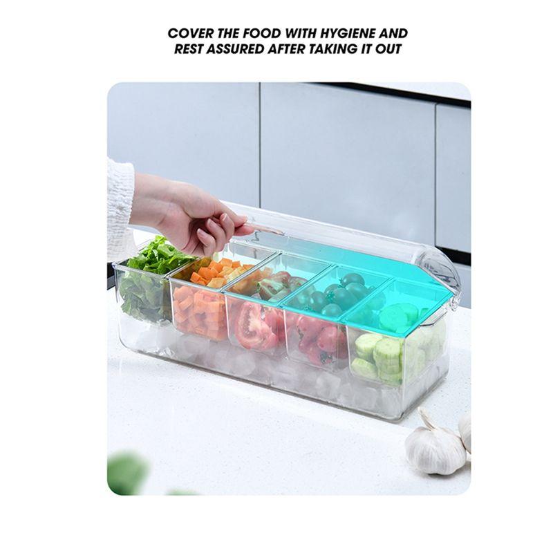 Aug. Ice Chilled Condiment Tray With 5 Containers, Condiment Server With Lids, Serving Tray Platter For Bar Accessories