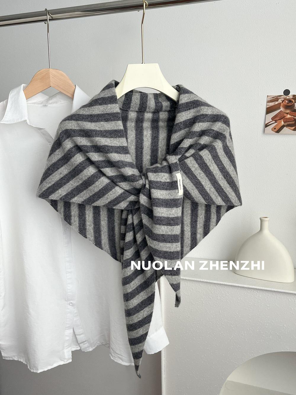 100% Натуральная Шерсть Женский Большой Шарф-Палантин - Теплый Вязаный Треугольный Шарф Осень/Зима