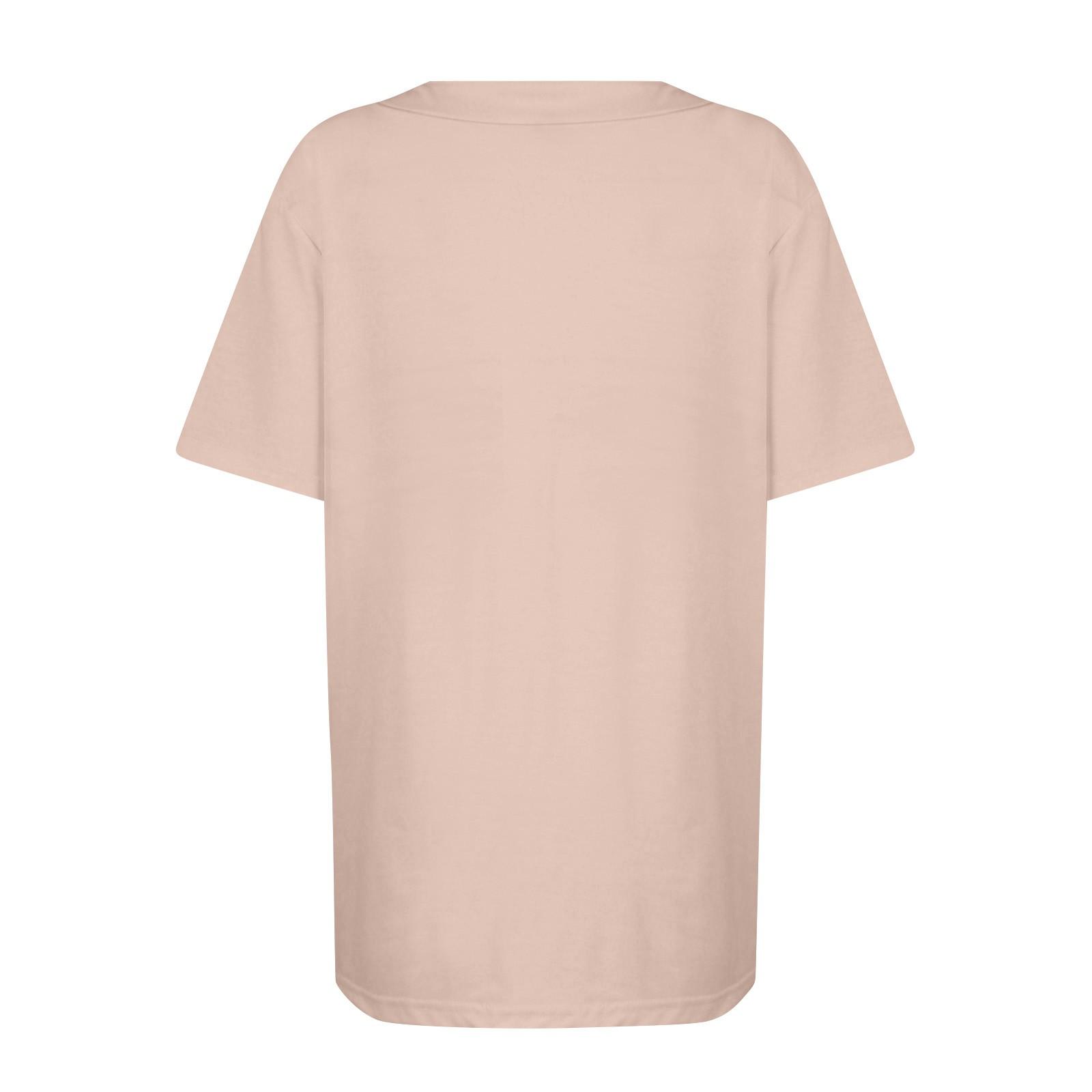 Женская модная повседневная футболка с круглым вырезом и декоративными пуговицами — фото 5