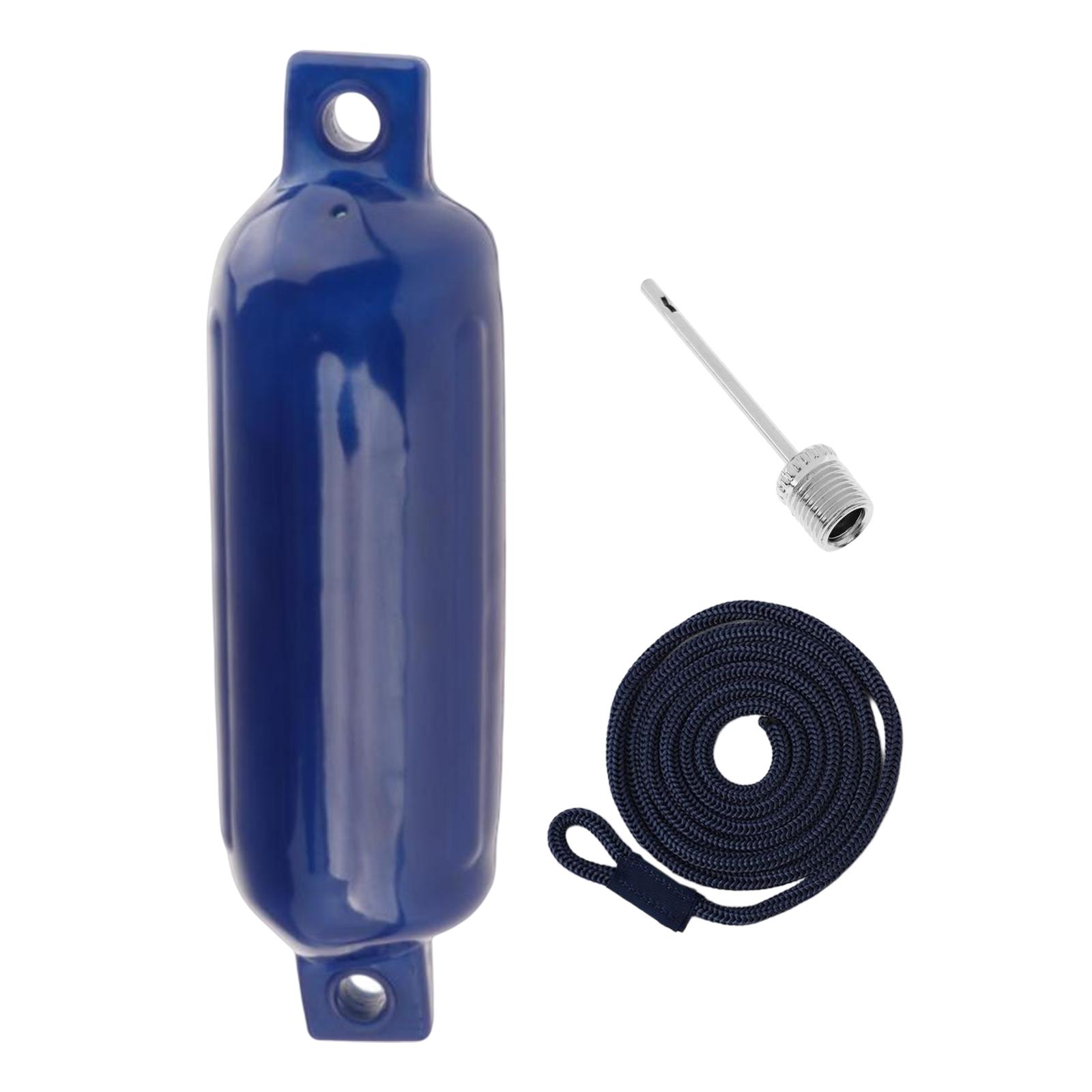 Boat Fender with Inflatable Pin Dock Edge Round Dock Bumper Mooring Buoy for Small Boat Boat Dock Row Boats Fishing Pontoon Boat Blue w Black Rope