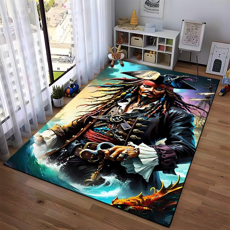 Pirate-Themed Carpet with Shipwreck1Vibrant Colors1Skulls1and Ocean Style Suitable for use as an anti-slip1 for1room and bedroom sofas