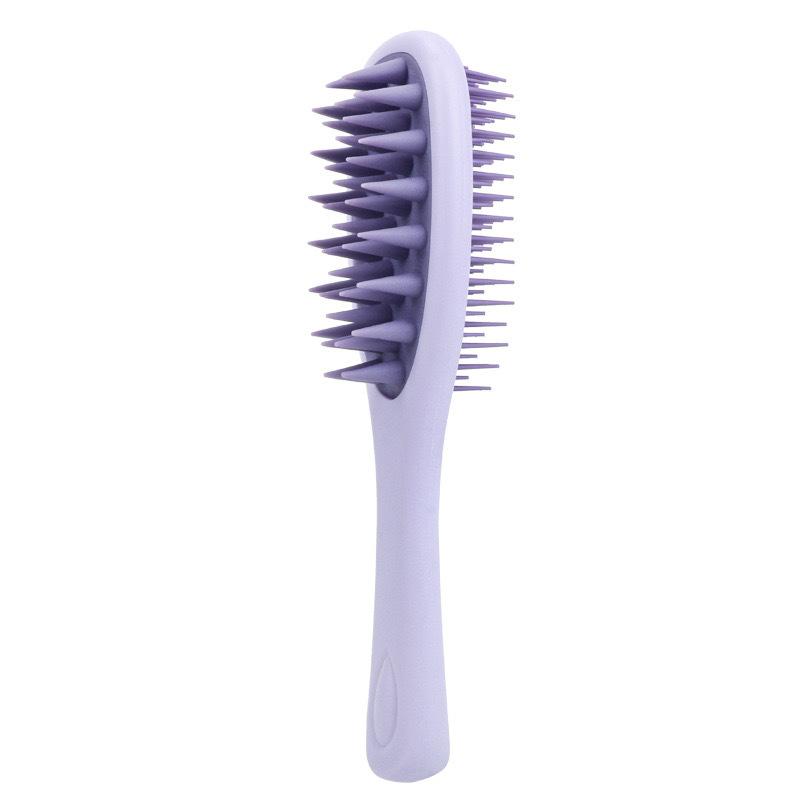 Long Handle Double-Sided Scalp Massager Hair Brush - Dual-Sided Silicone Bristles & Scalp Massager, Wet/Dry Use for Normal Hair