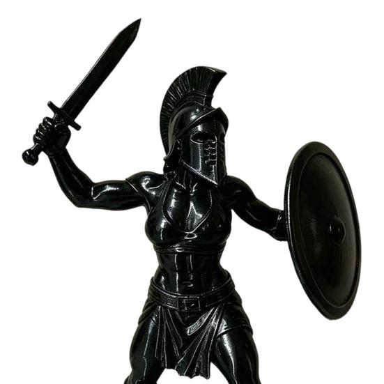 Shield Fighting Pose Ornament 3D Printed Female Gladiator Statue, Spartan Woman Warrior Figurine with Detailed Muscle Armor Shield, Historical Desktop
