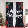 Set Of 2 Flat Printing Merry Christmas Window Curtains Leaves Durable Polyester Fabric Without Electricity Curtain