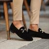 Nye Loafers Metallpynt Slip-On Pustende Bryllup Svart PU-skinn Størrelse 38-46 Håndlagde Herreloafers