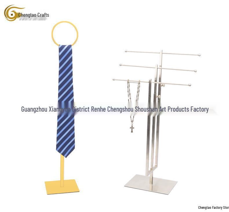 Edelstahl Verstellbare Höhe Krawatten- & Schal-Displayständer mit Weicher Dekoration und Einfacher Demontage.