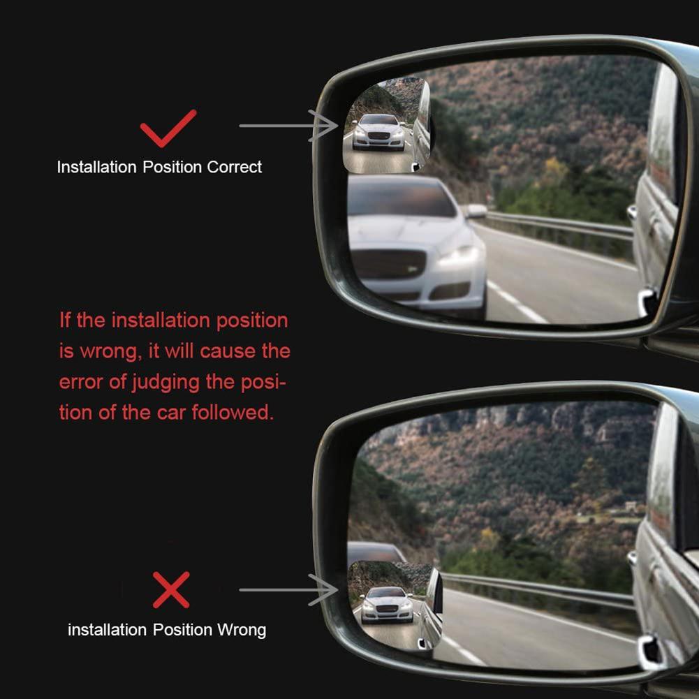 2Pcs Blind Spot Mirror Rearview Convex Adjustable Side Mirrors Fan Shape Frameless Sway Rotate Wide