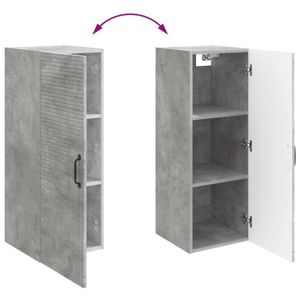 Wall Mounted Cabinet Concrete Grey 33 x 34.5 x 90 cm Particleboard