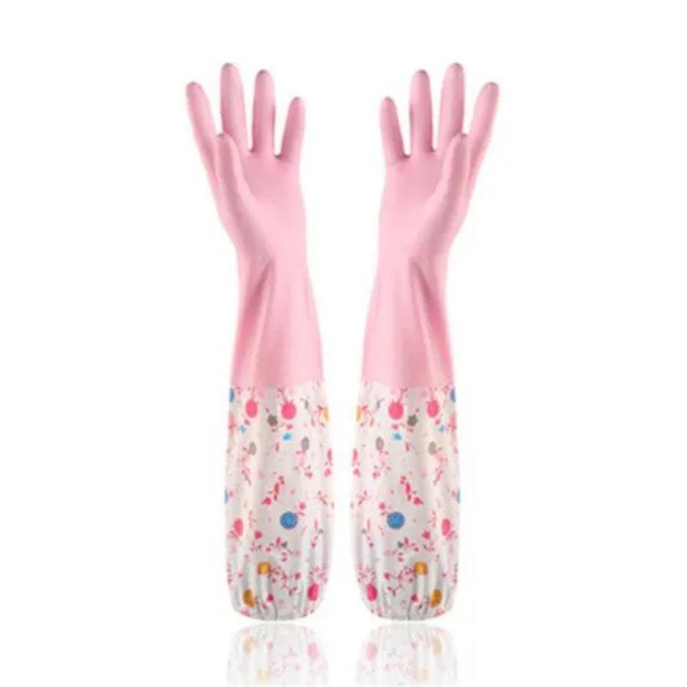 Cartoon Print Long Rubber Gloves Anti-skid Household Dish Washing Cleaning Glove