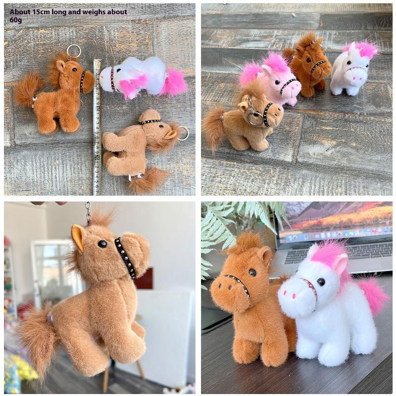 Turn Tail Cute Horse Plush Toy Kawaii Lifelike Animal Soft Horse Stuffed Doll Decor Friend Kid Birthday Gift