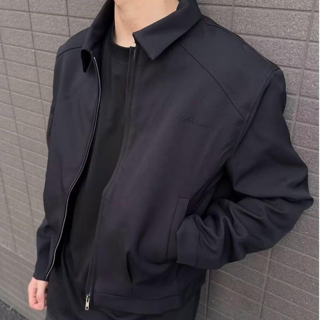 Men's High-End Retro Padded Shoulder Jacket: Trendy Casual Zipper Short Coat