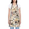 oFloral Dog Paws and Bones Pattern Apron Adjustable Bib Chef Aprons Cooking Apron Unisex Women Men Aprons Perfect for Home Kitchen, Baking,