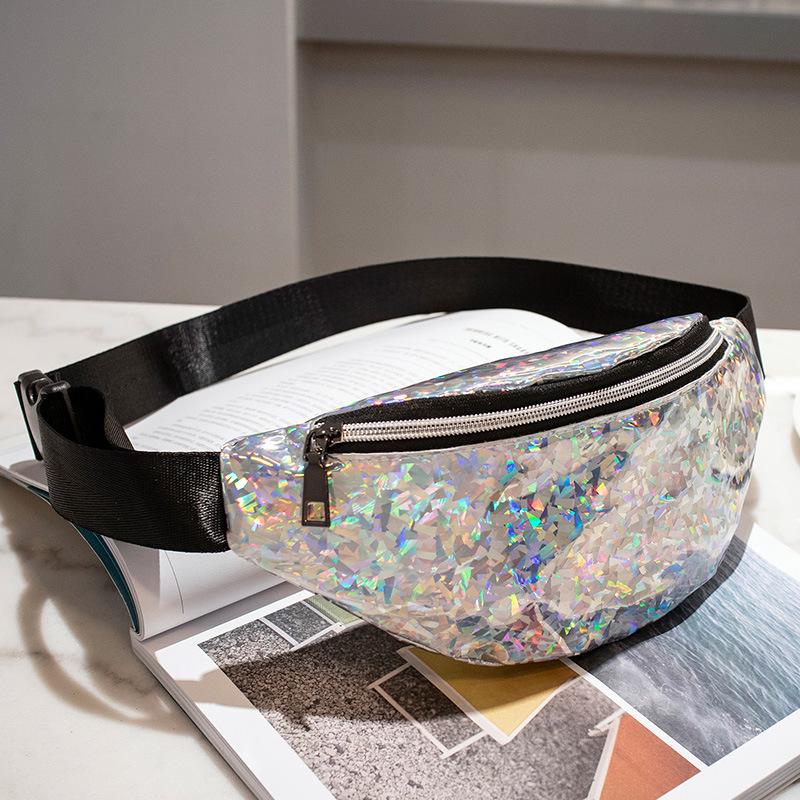 Women's fanny pack Simple personalized girl bag Sequin bag Glass broken trend women's bag fanny pack